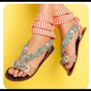 Maaji strappy wrap sandals RARE colorful flats 10 flip flops